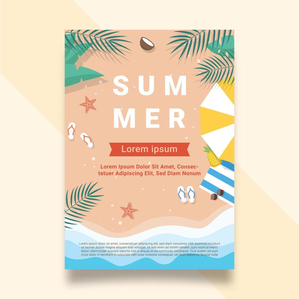 Flat summer party poster template vector