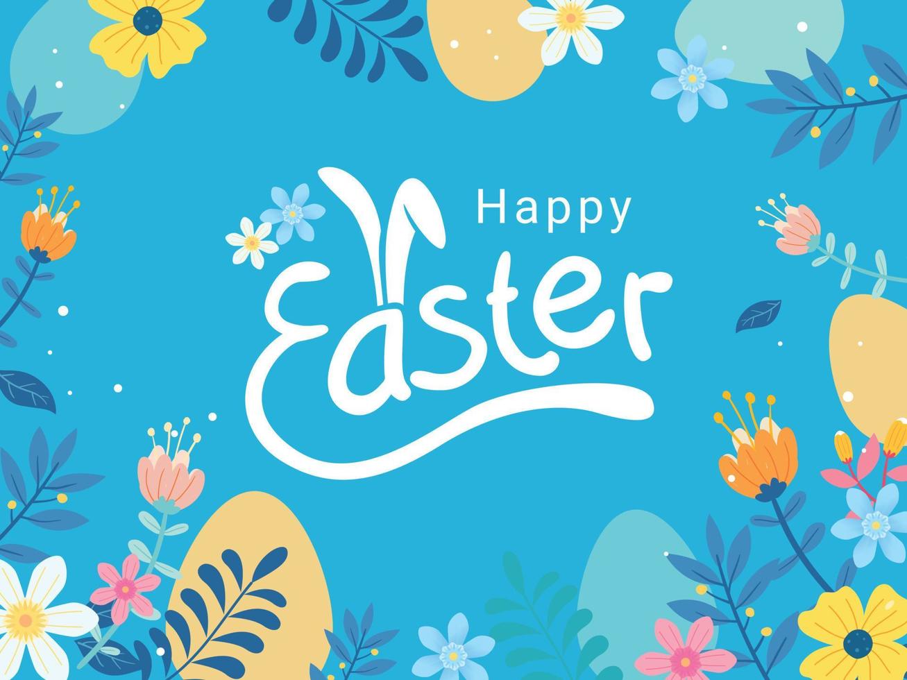 Happy Easter. Trendy greeting card Easter design with typography, bunny ears vector