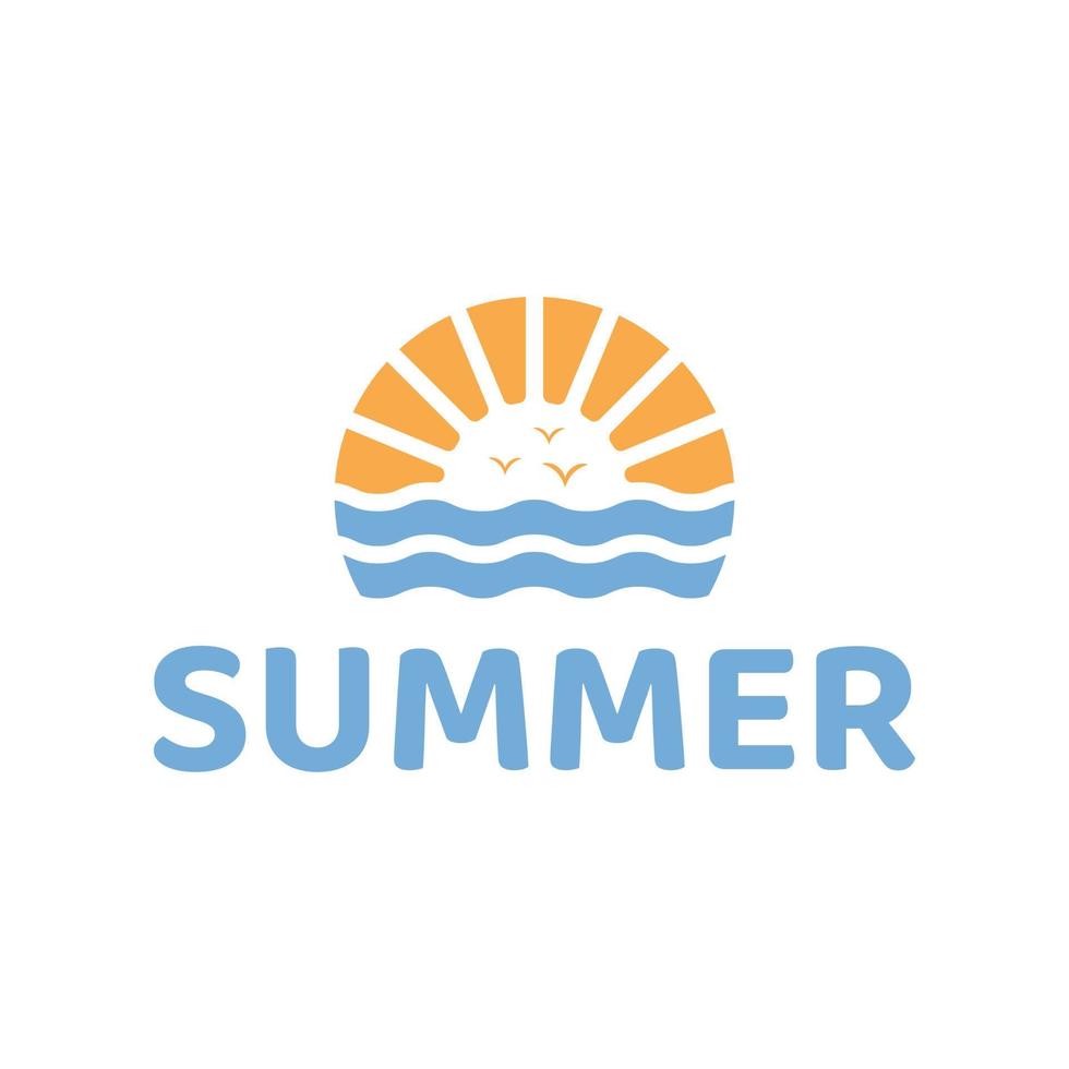 diseño de logotipo de verano al atardecer en el océano vector