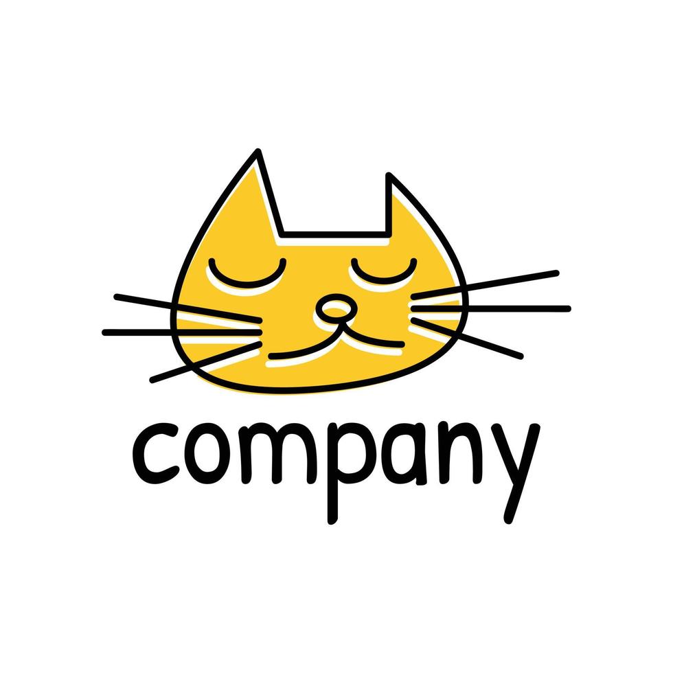 cute cat cartoon logo design vector