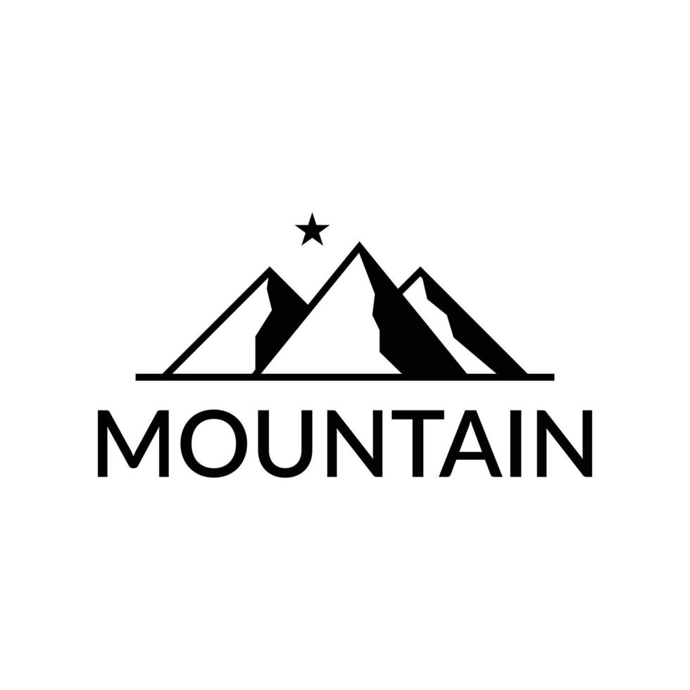 mountain with sun logo design vector