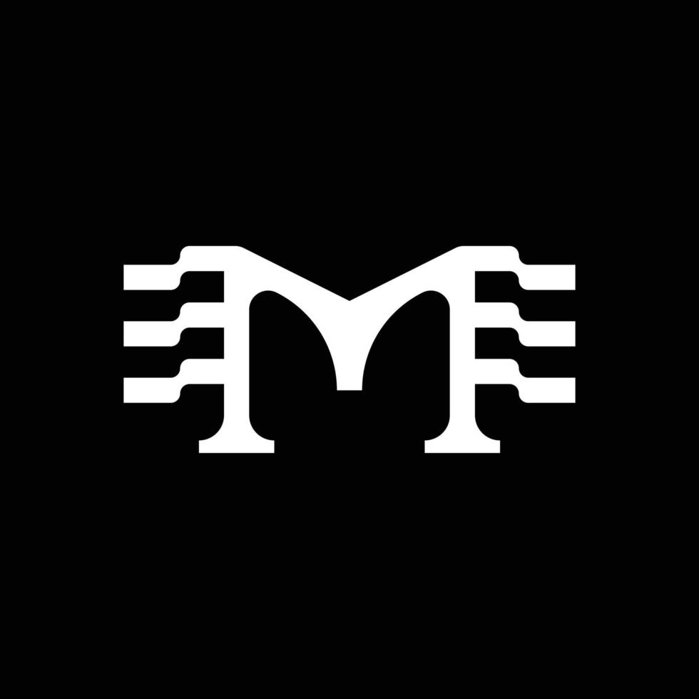 letra m con diseño de logotipo de bandera vector