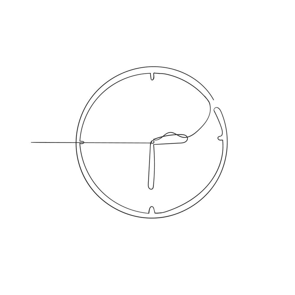 continuous line drawing clock illustration vector isolated