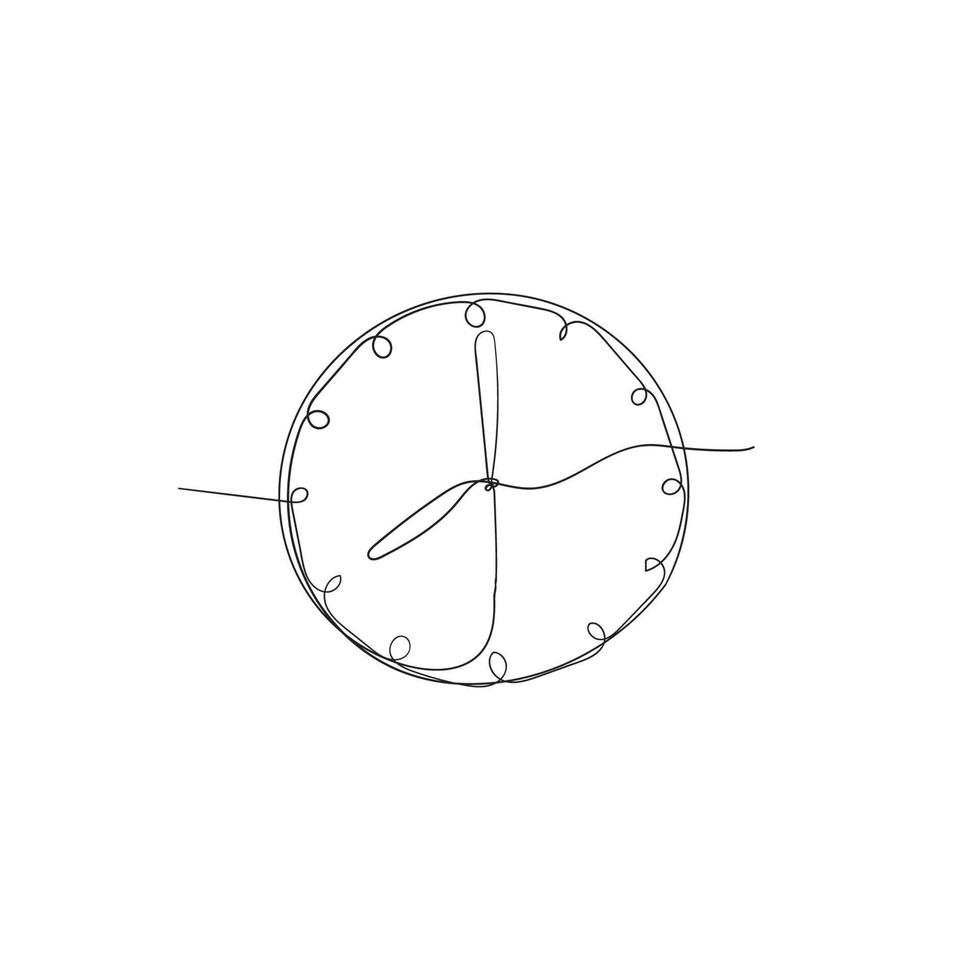 continuous line drawing clock illustration vector isolated