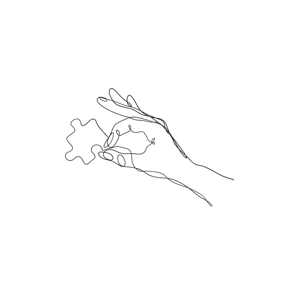 continuous line drawing jigsaw puzzle illustration vector