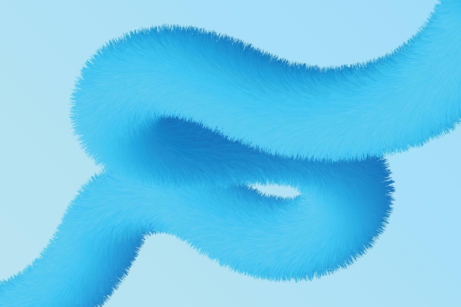 Blue soft hairy liquid gradient twisted shape background. Curl liquid form illustration vector
