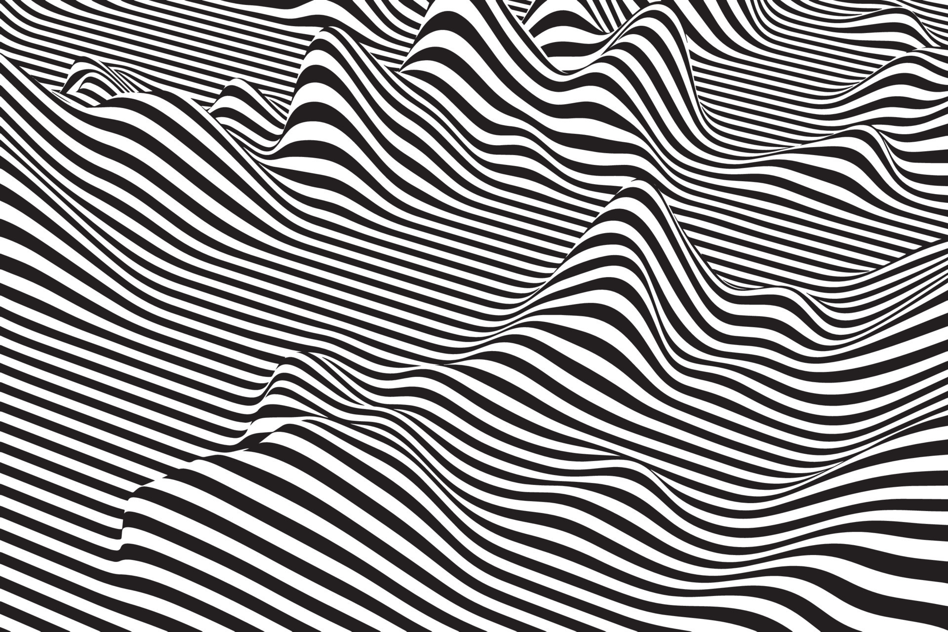 Abstract black and white boiling wave background. Stylish curved liquid