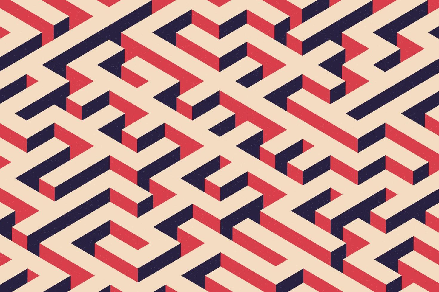 Vintage geometric maze pattern design. Abstract labyrinth illustration. Complex noisy retro background vector