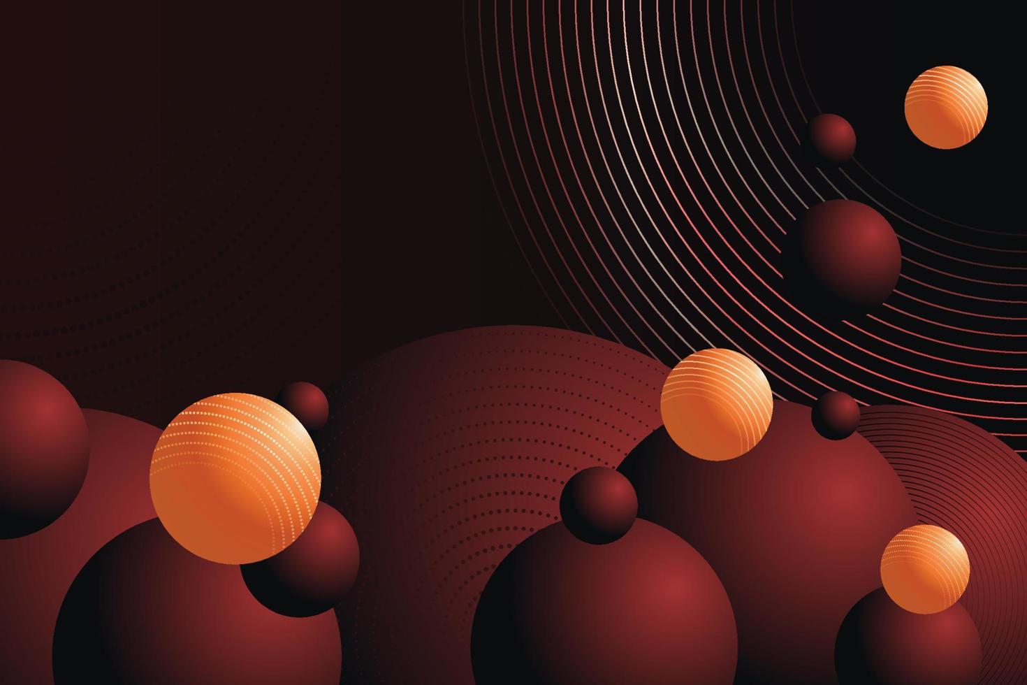 Red and orange spheres background. Abstract disco balls composition illustration vector