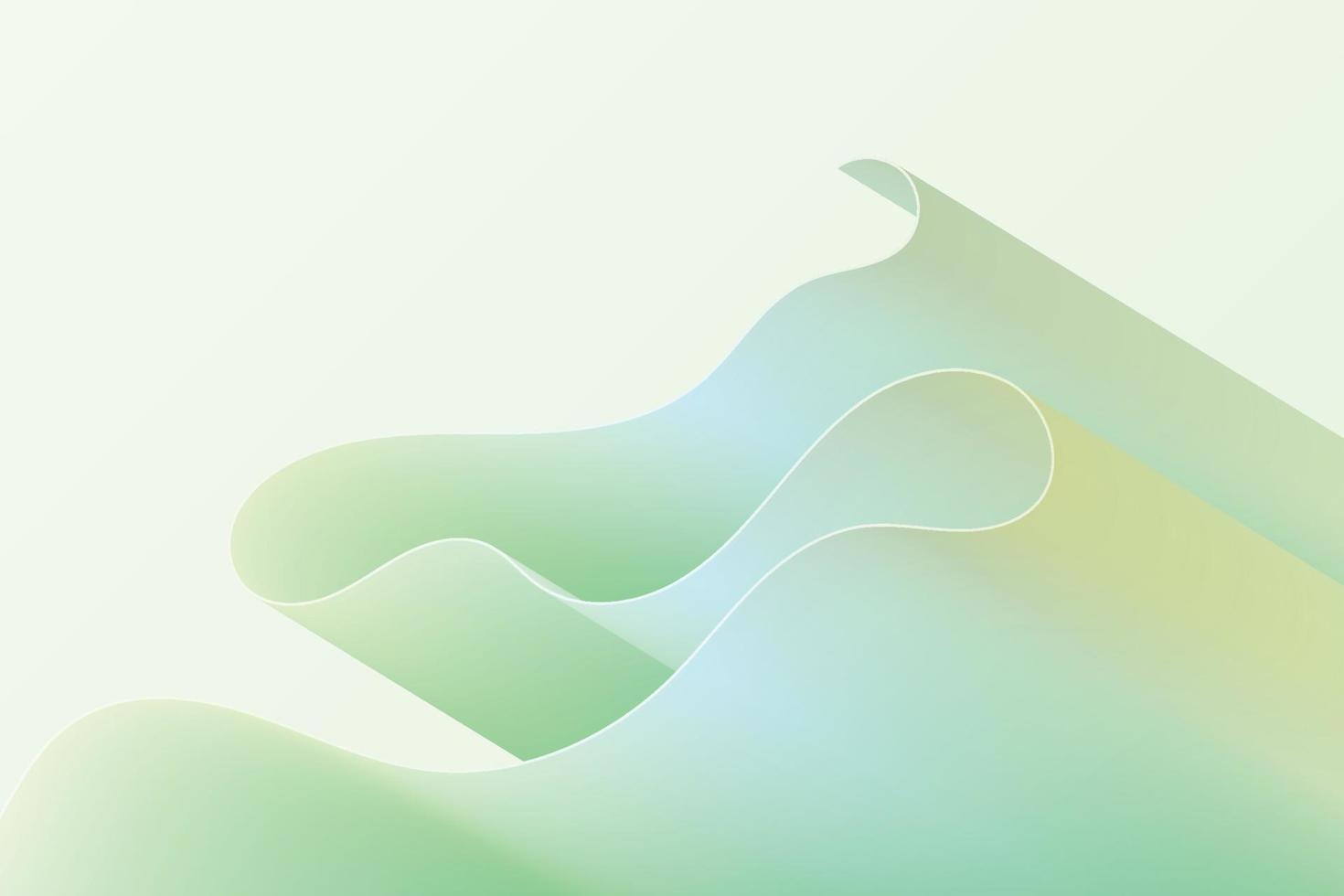 Light green shape of waves in abstract style. Volume curve gradient shape background illustration vector