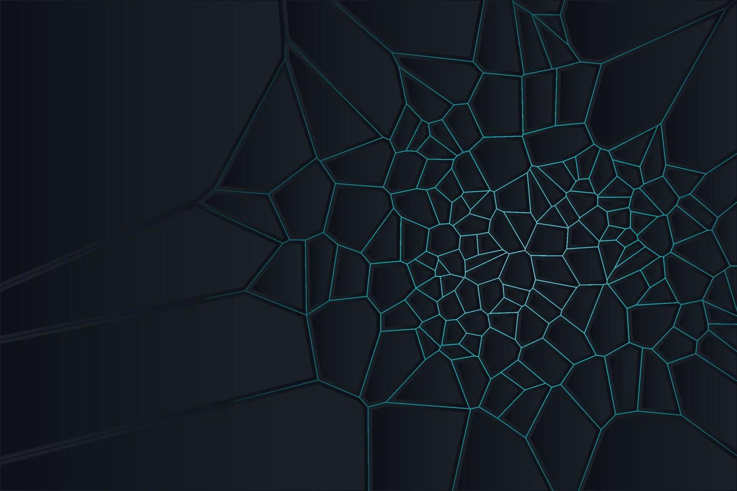 Black illustration of Voronoi diagram decorative background in geometric style with gradient backlight vector