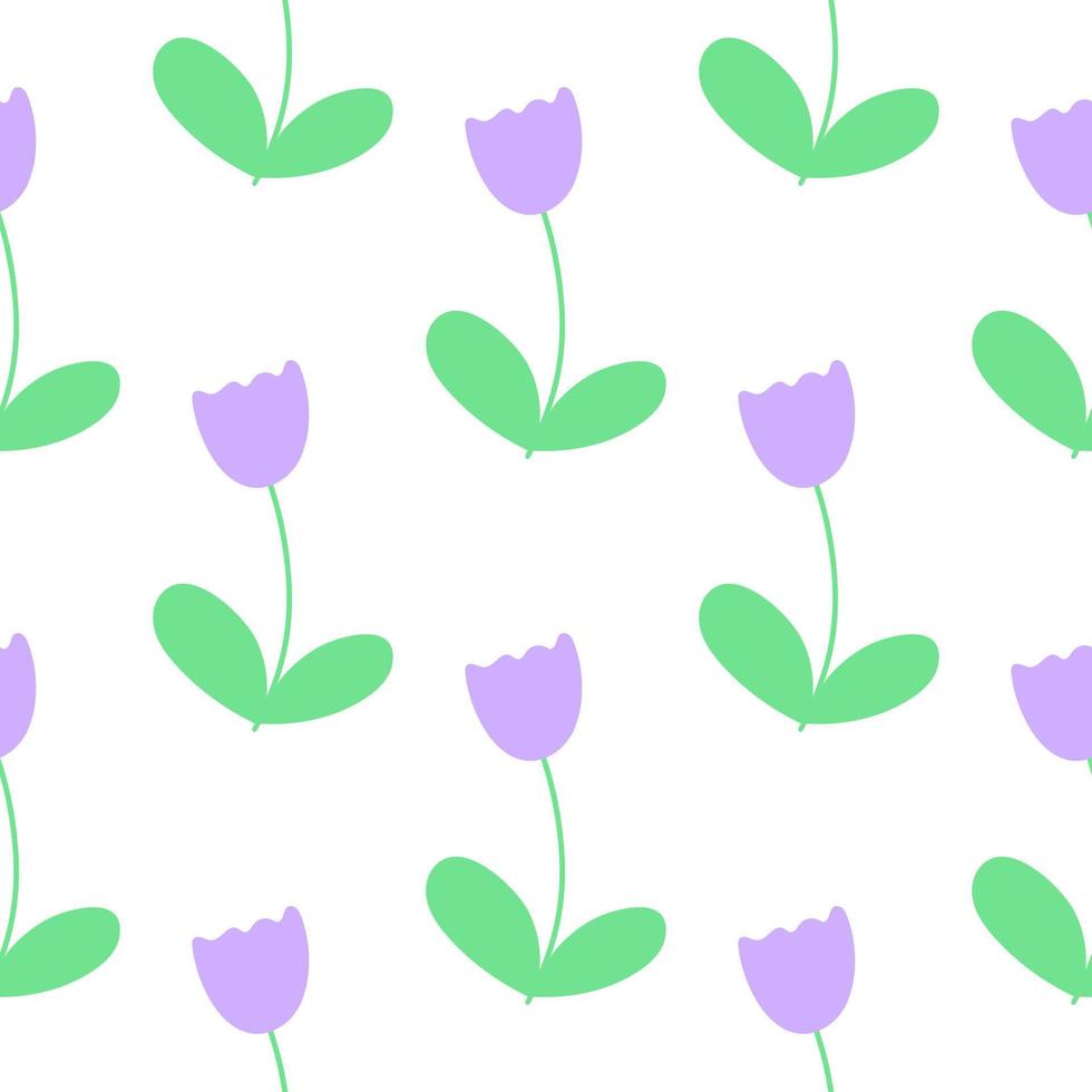 Simple seamless pattern with lovender tulips vector illustration