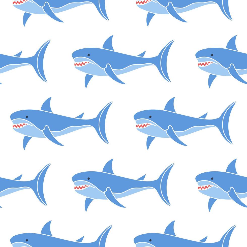Sea sharks seamless pattern vector
