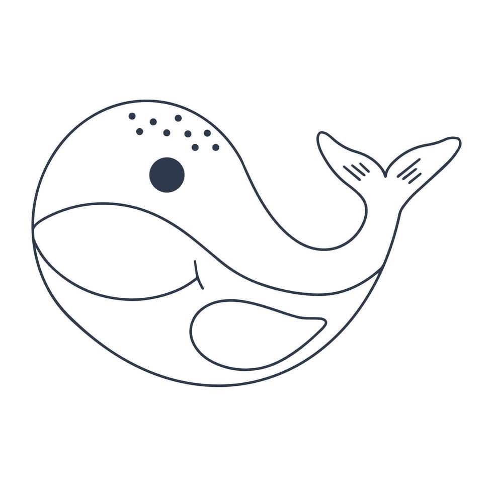 Sea whale baby character vector illustration