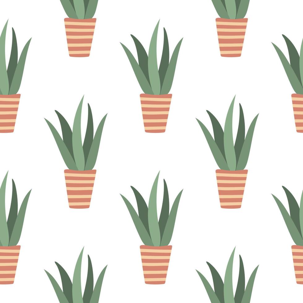 Seamless pattern indoor plants vector