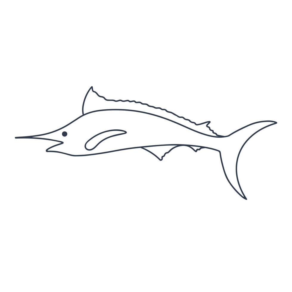 Fish with long outstretched nose doodle illustration vector