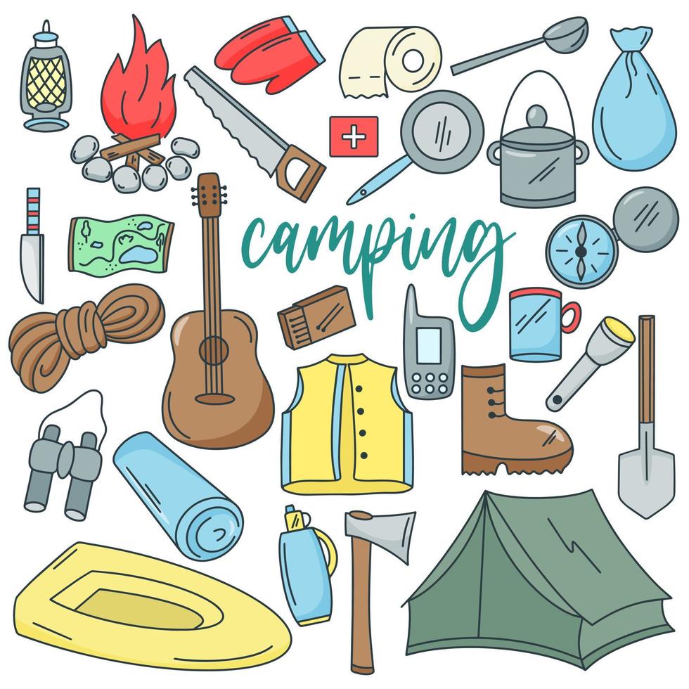 Doodle set tourism and travel vector