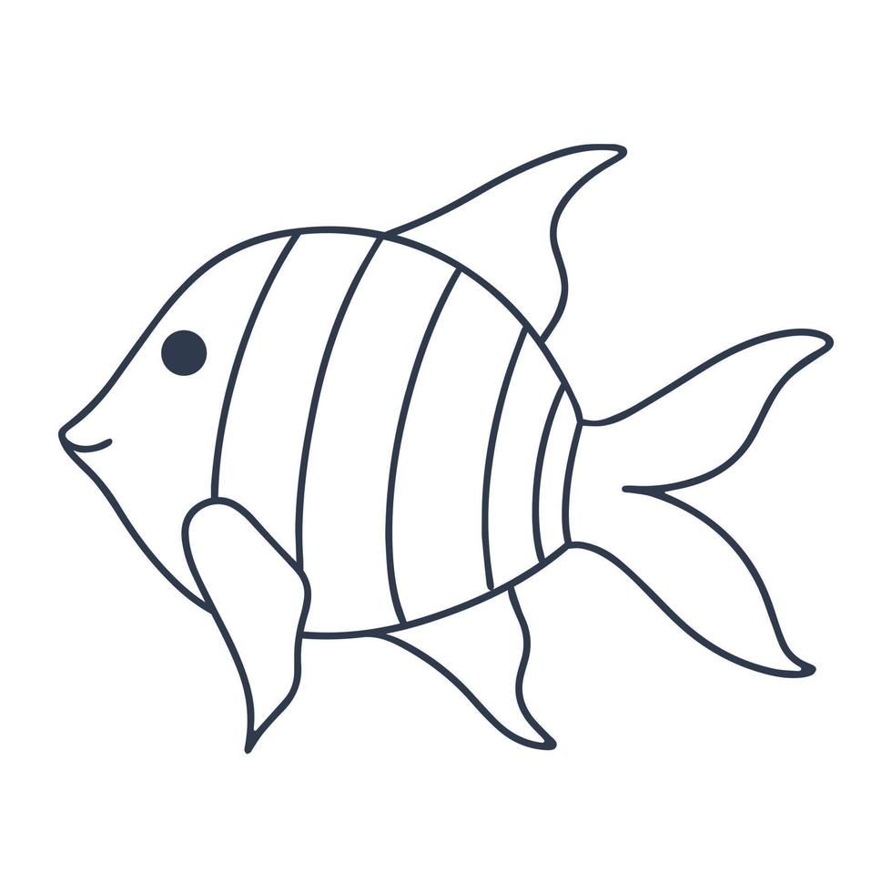 Kind cute striped fish doodle style vector