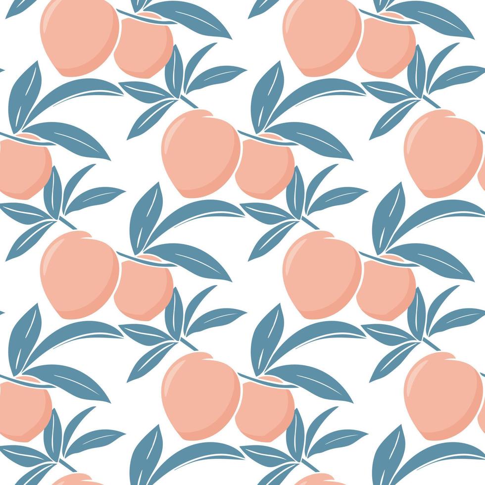 Bright summer seamless pattern with peaches vector