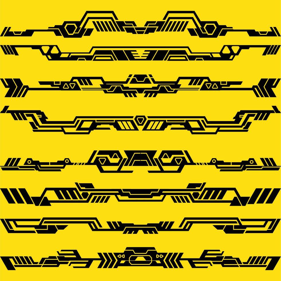 cyber punk horizontal border vector set