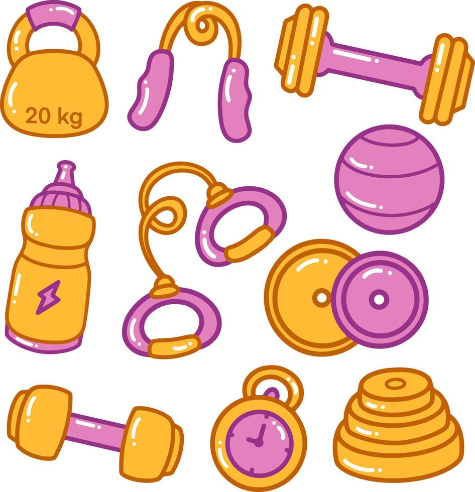 Gym Equipment Doodle Illustration vector