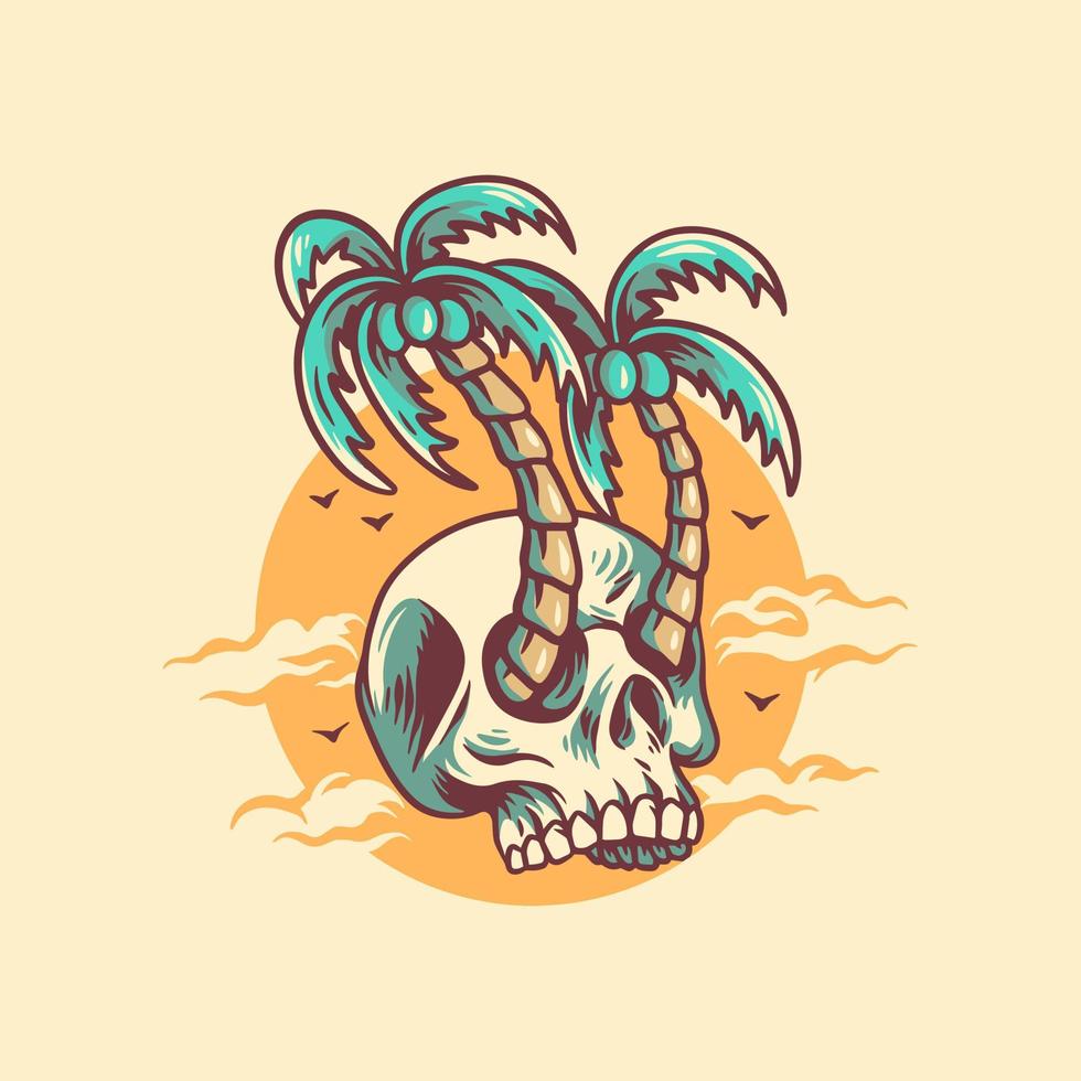 Palm Skull Summer Illustration vector