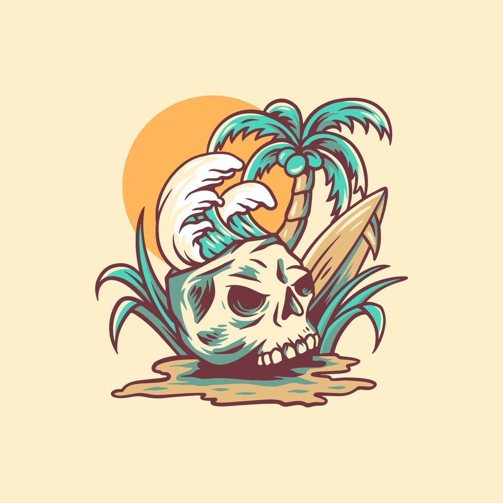 Skull And Summer Vibes Illustration vector