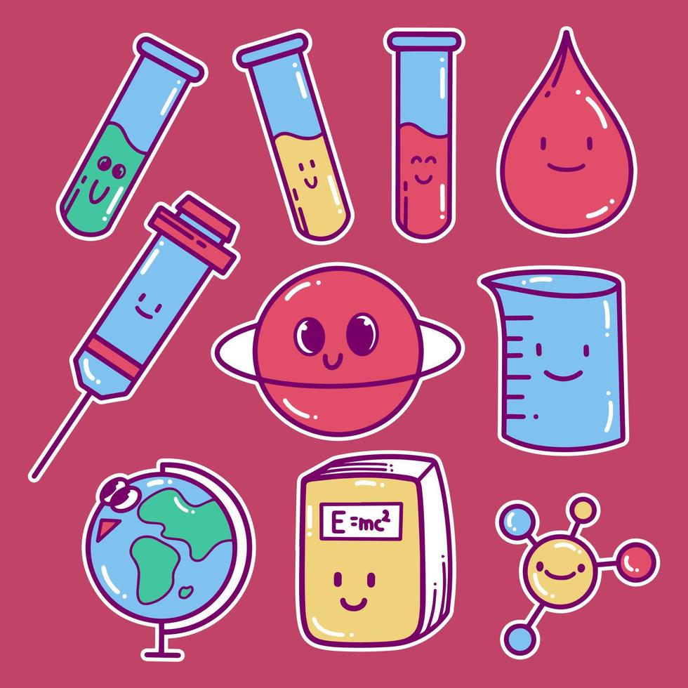 ilustración de doodle de equipo de ciencia de laboratorio vector