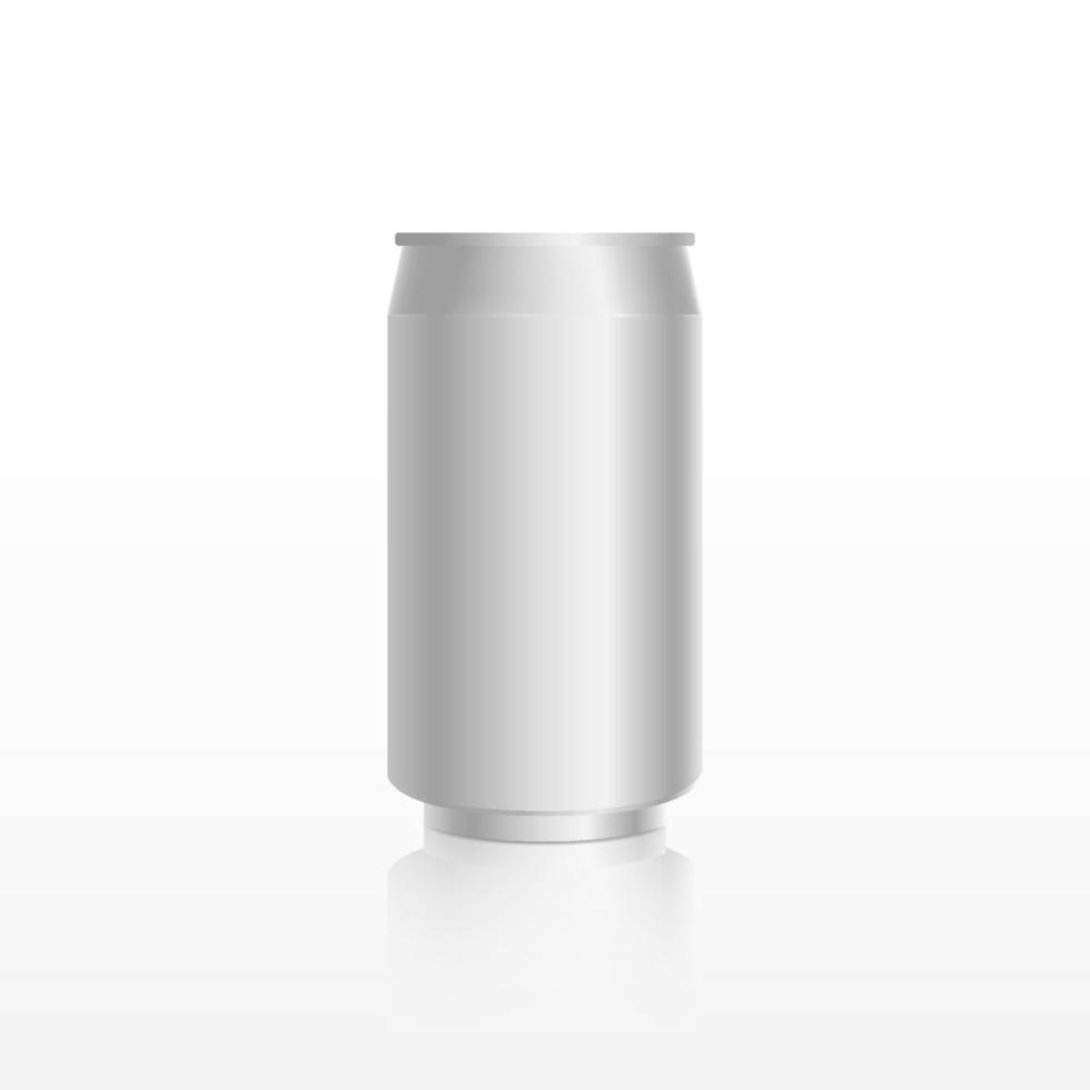 Blank aluminum can with reflection isolated on white vector