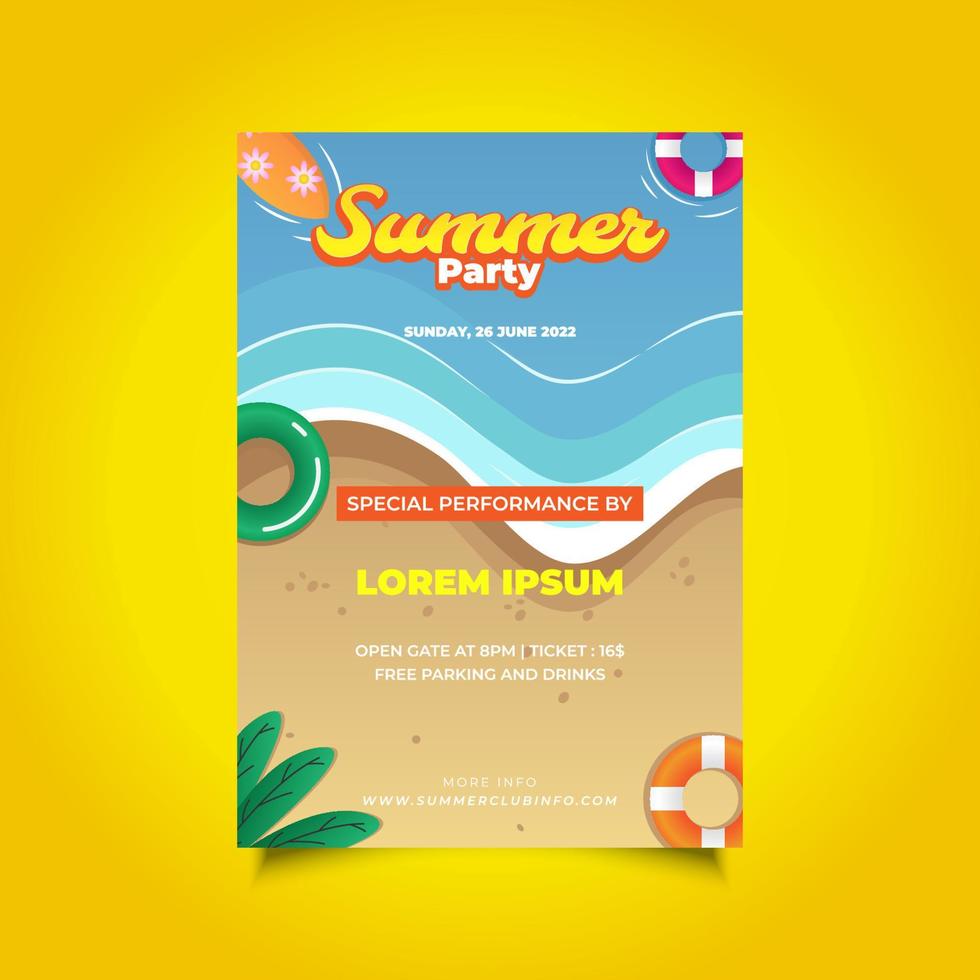 Vector tropical summer party flyer template