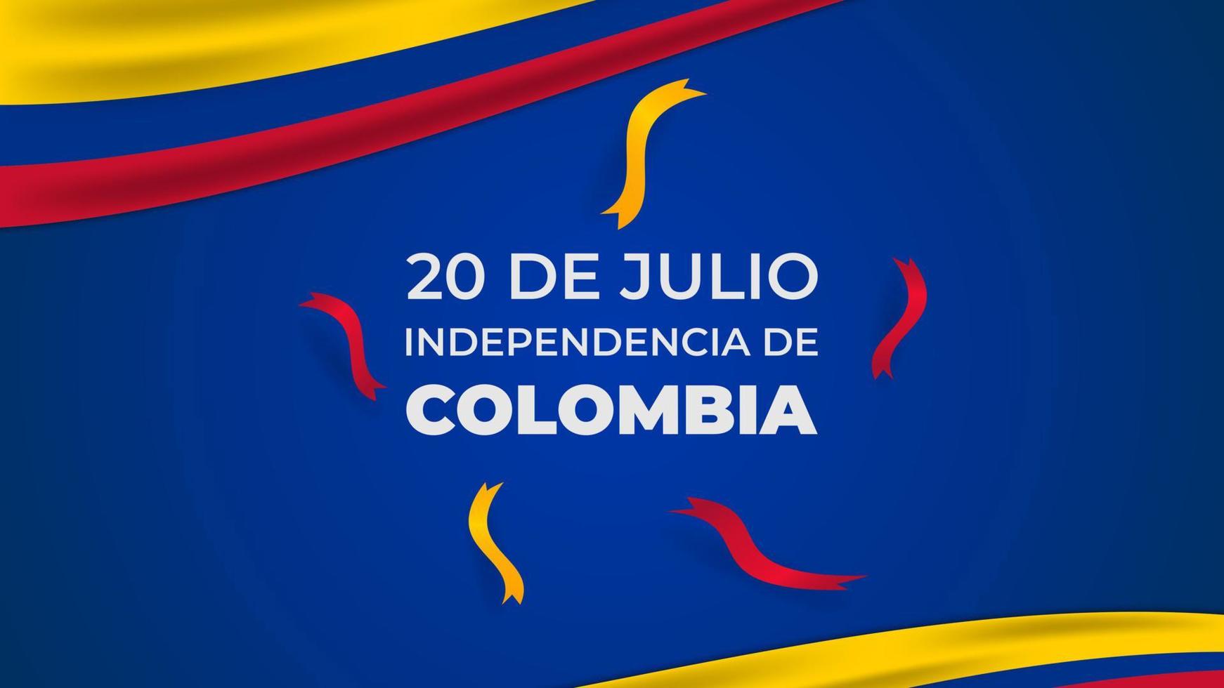 20 de julio colombia fondo con banderas onduladas vector