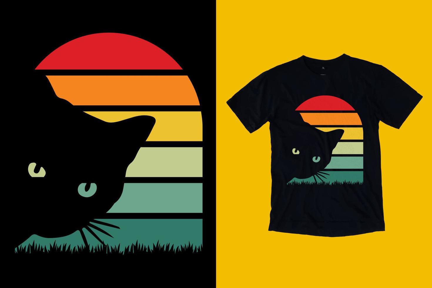 diseño de camiseta de gato retro vintage para diseño de camiseta de gato vector