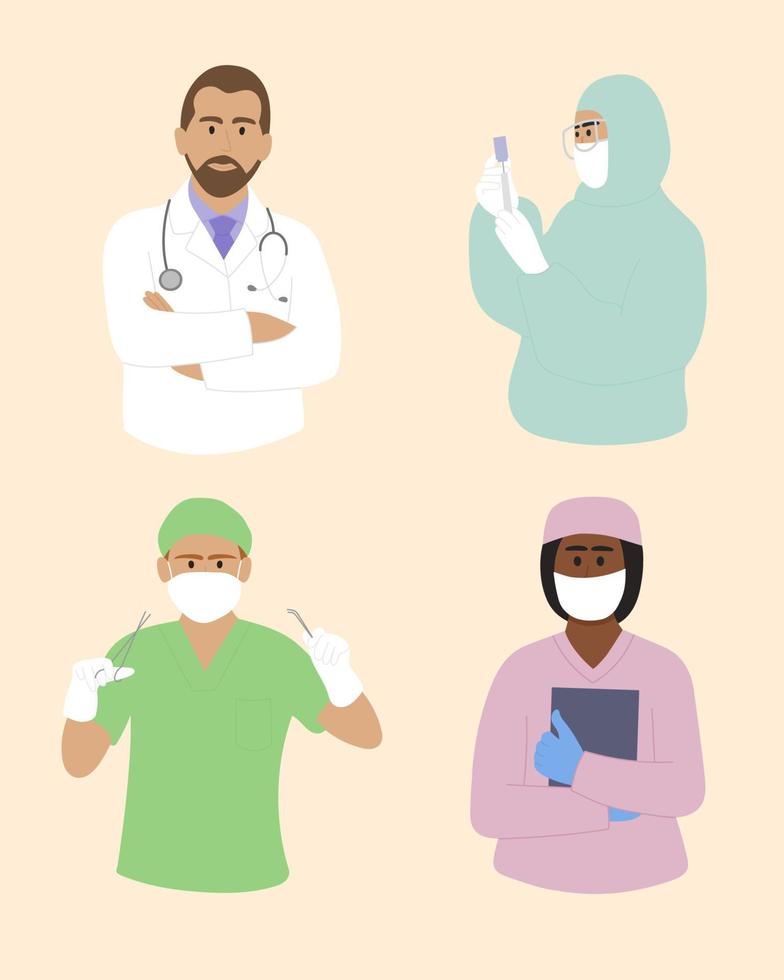 un conjunto de personas que trabajan en medicina vector