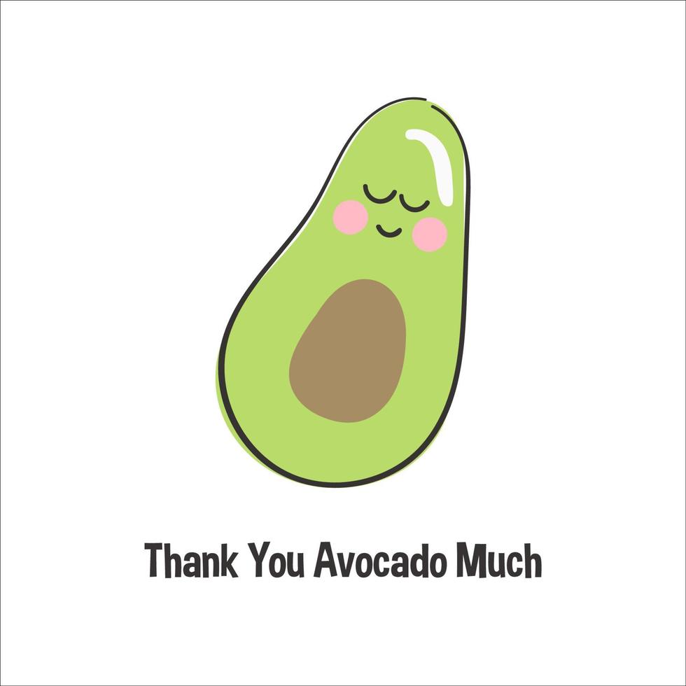 Cute thanksgiving card thank you avocado very much on white isolated background vector