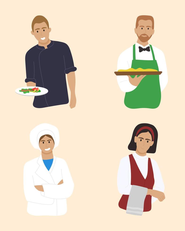 A set of people who work in a cafe and restaurant vector