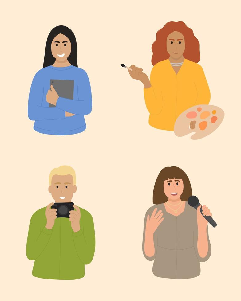 un conjunto de personas de la profesión creativa vector