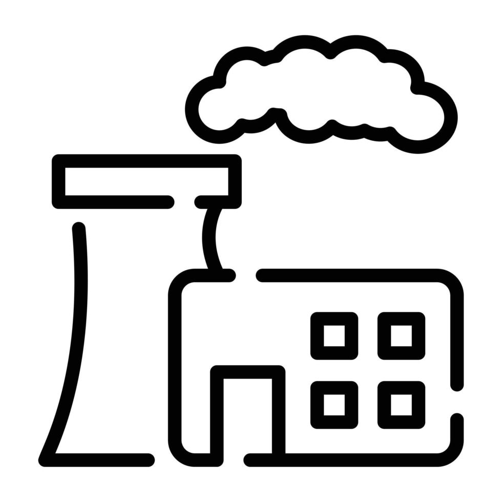 Manufacturing plant, outline icon of factory vector