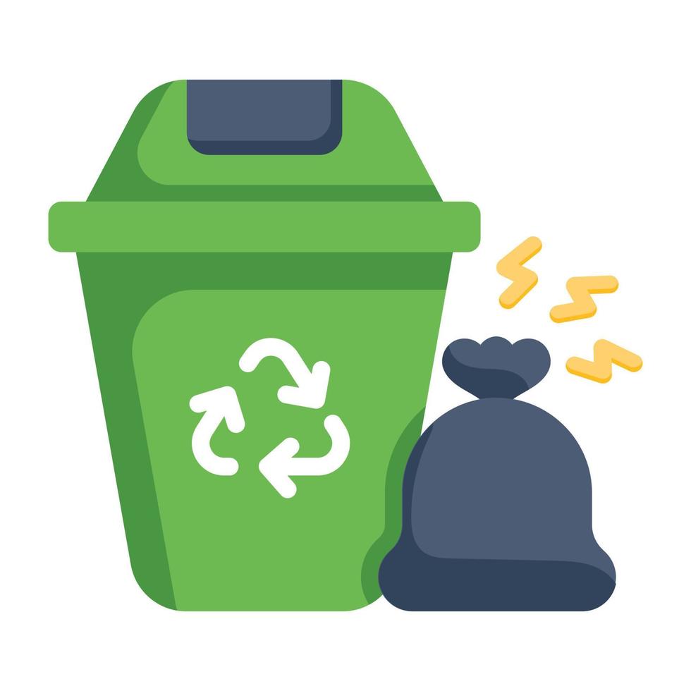 un icono plano de papelera de reciclaje en formato vectorial vector