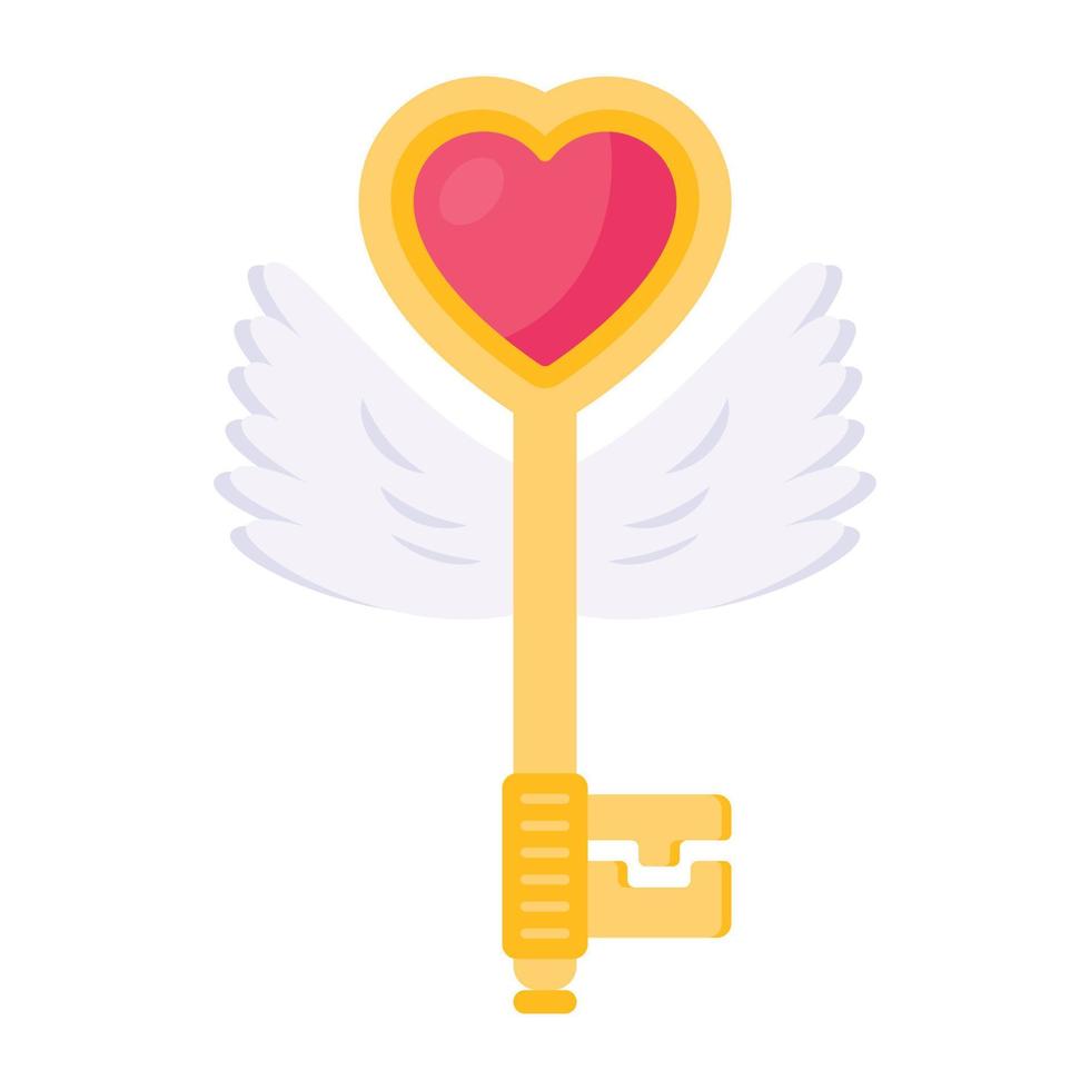 Premium flat icon of love key vector