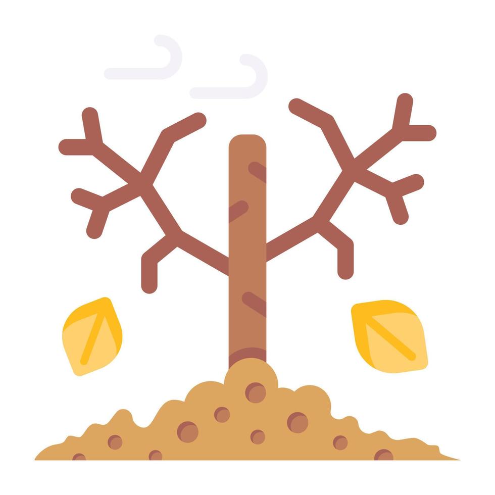 A leafless bare tree, flat icon vector