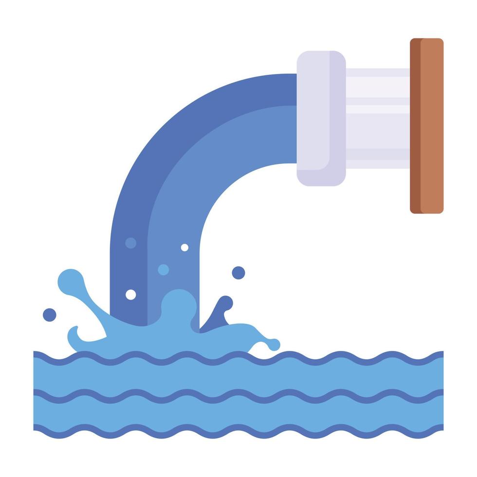 Sewage flow industrial waste from pipe, icon for drainage pipe vector