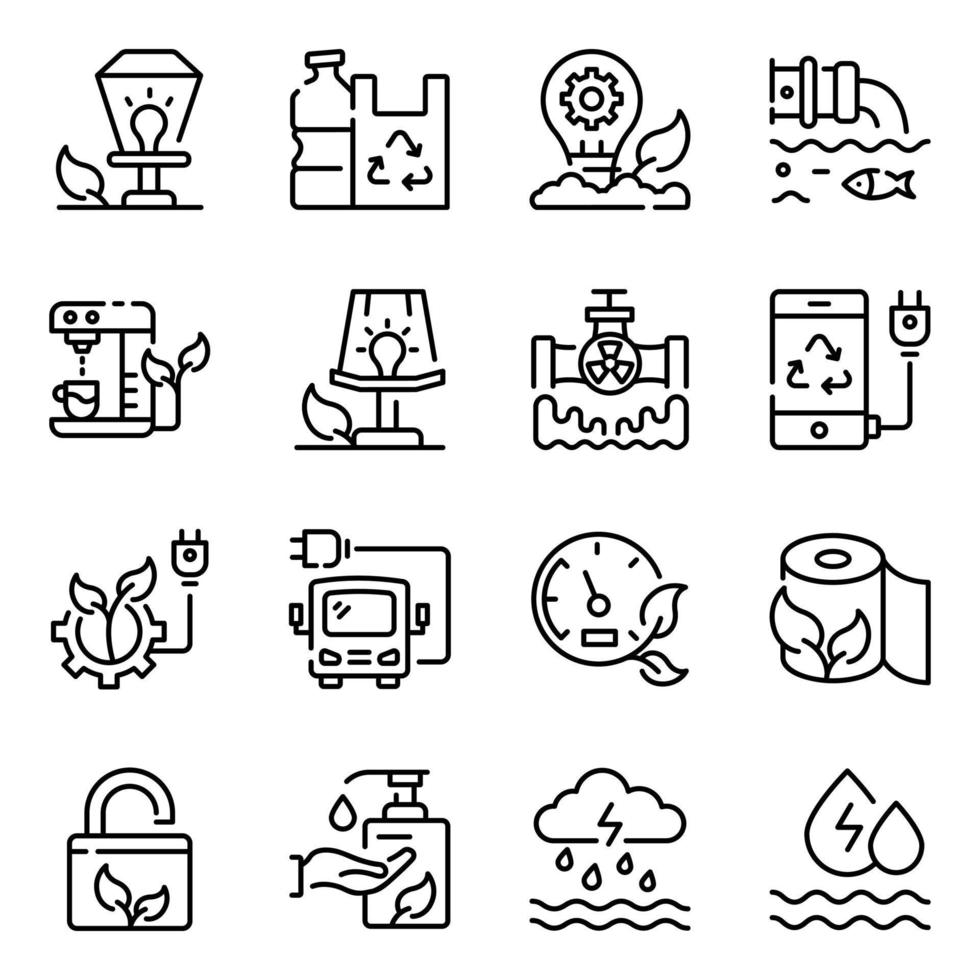 Doodle Icons of Environmental Pollution vector