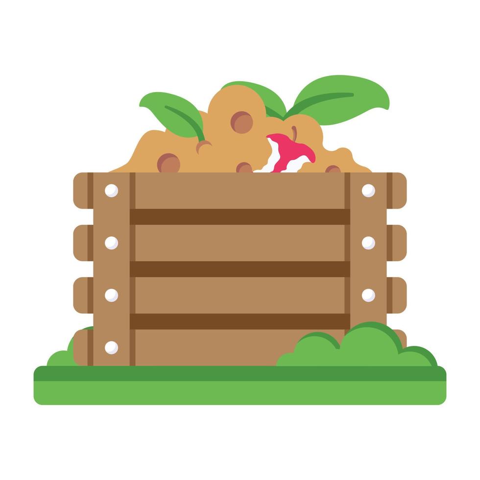 verduras y frutas en una cesta que denota un icono plano de cosecha vector