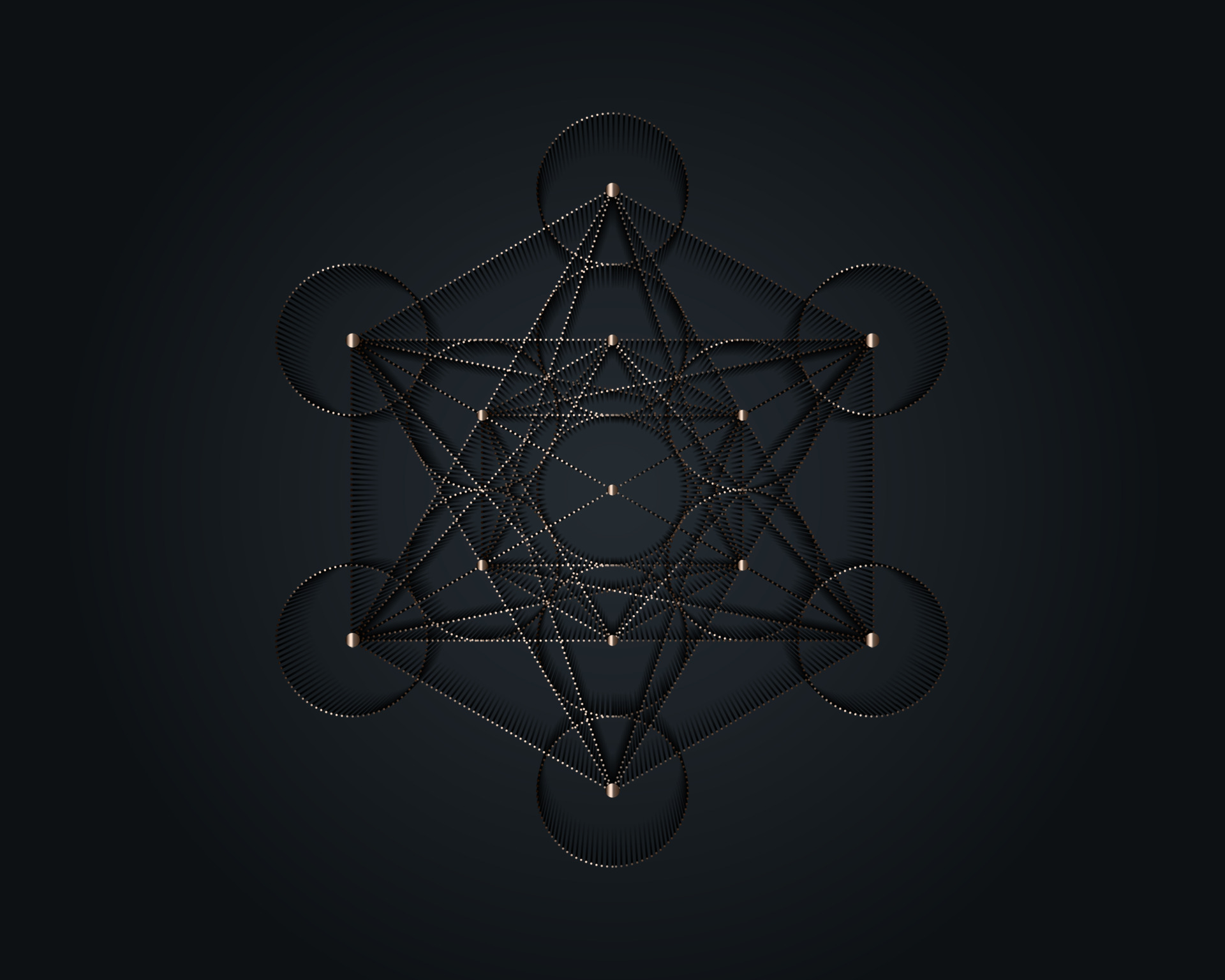 Metatrons Cube, Flower of Life. Gold Sacred geometry. Mystic icon