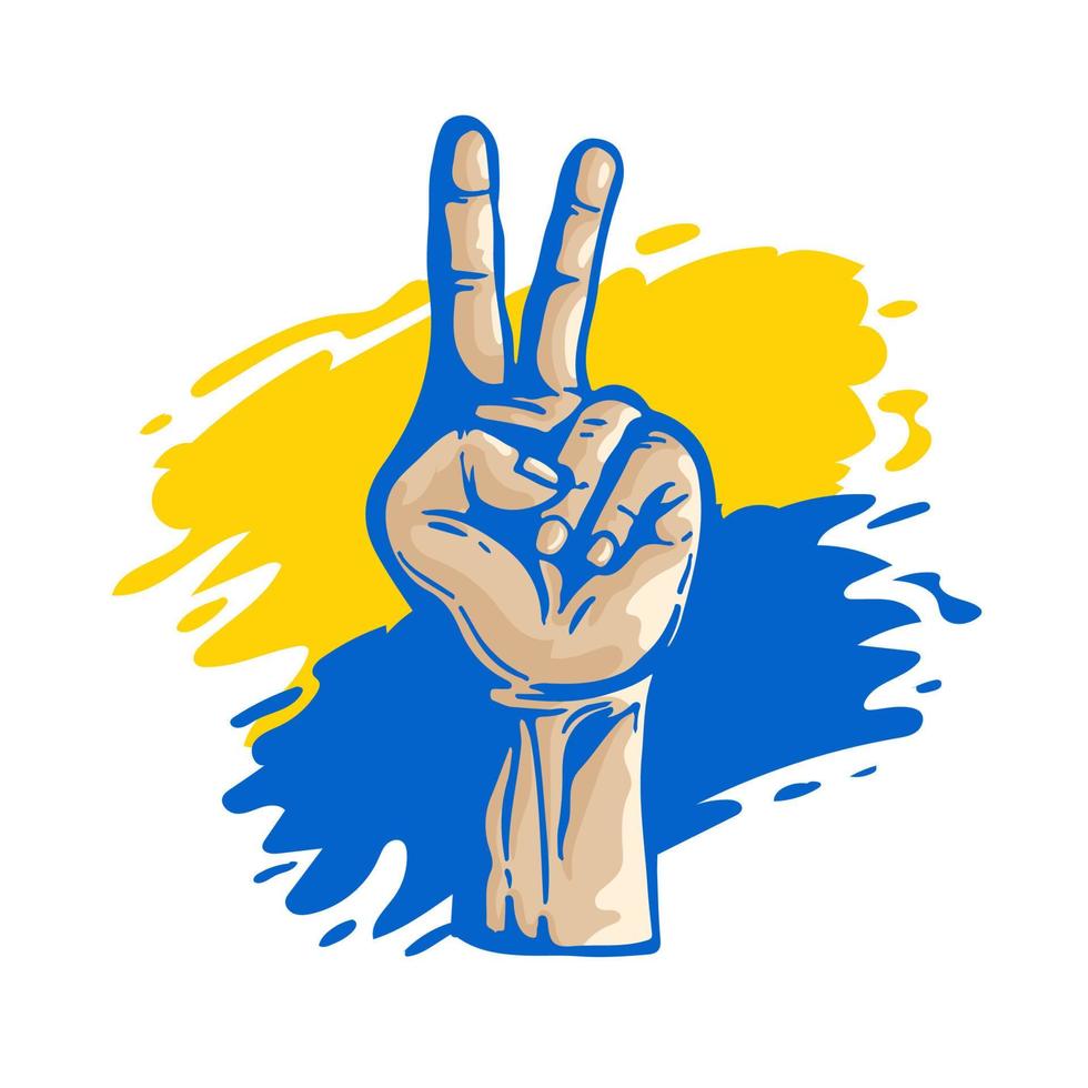 Save Ukraine in Hand Peace Gesture vector