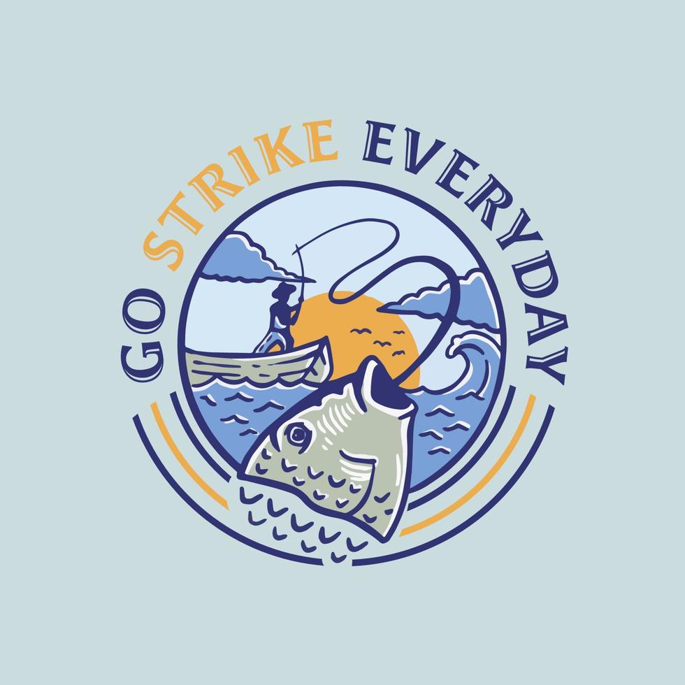 Hand drawn Fishing Logo badge vector