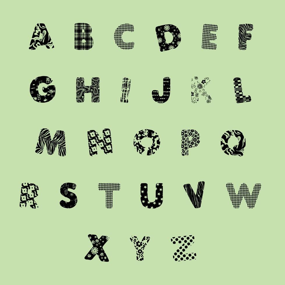 green alphabet set for kids vector