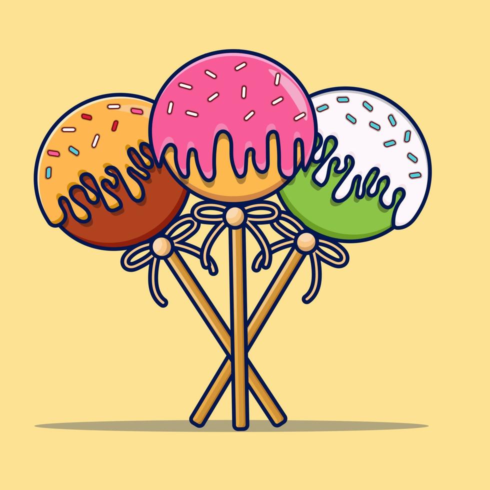 Three colorful and cute stemmed candy assorted chocolates colorful lollipops isolated vector