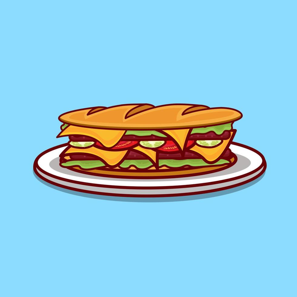 delicious Sandwich isolated on blue background illustration vector