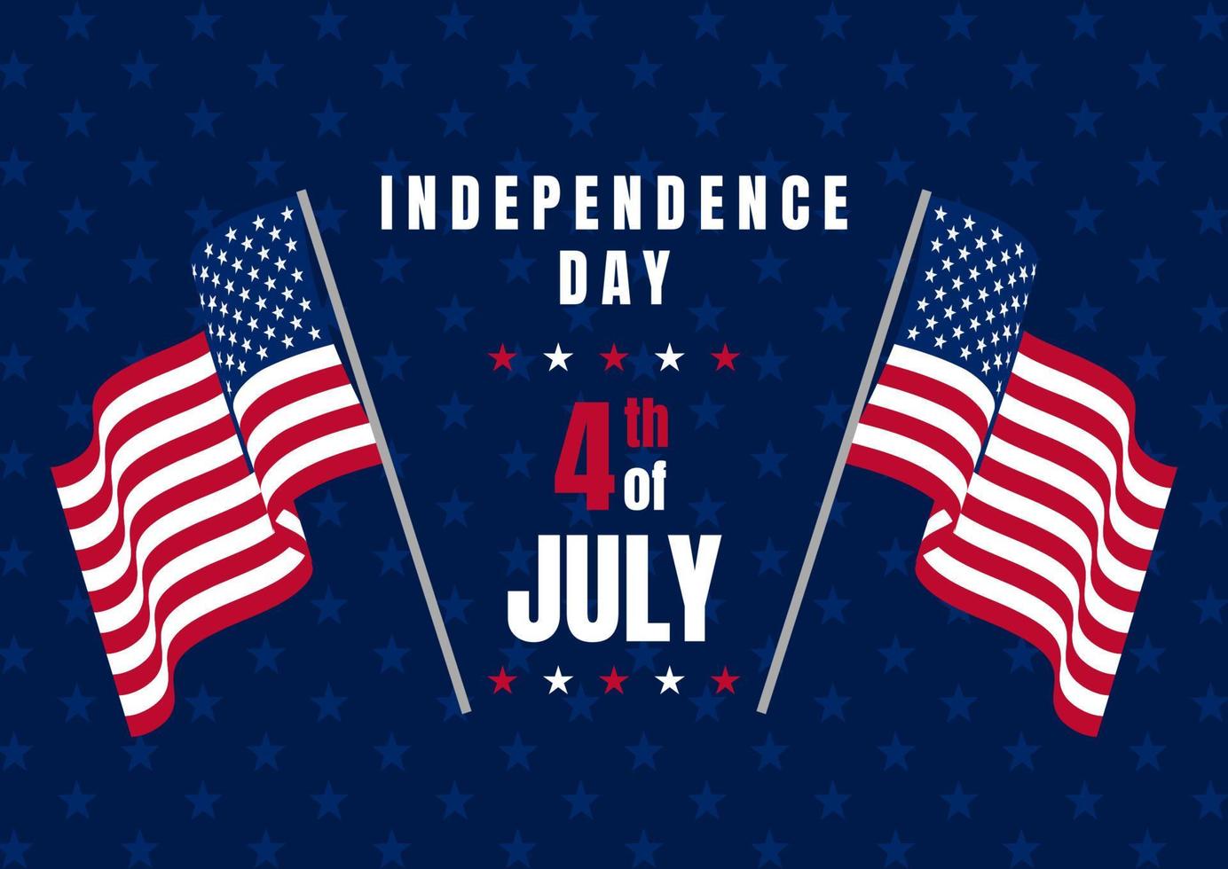 4th July - Independence Day background with waving American flags vector